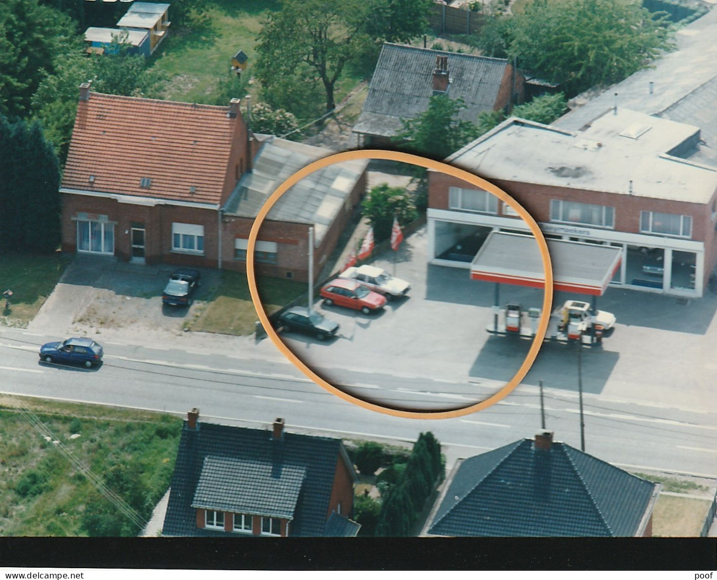 Luchtfoto Lille : Wechelsebaan / Garage Raeymaekers ( Nu : Naftpomp Avia ) - Lille