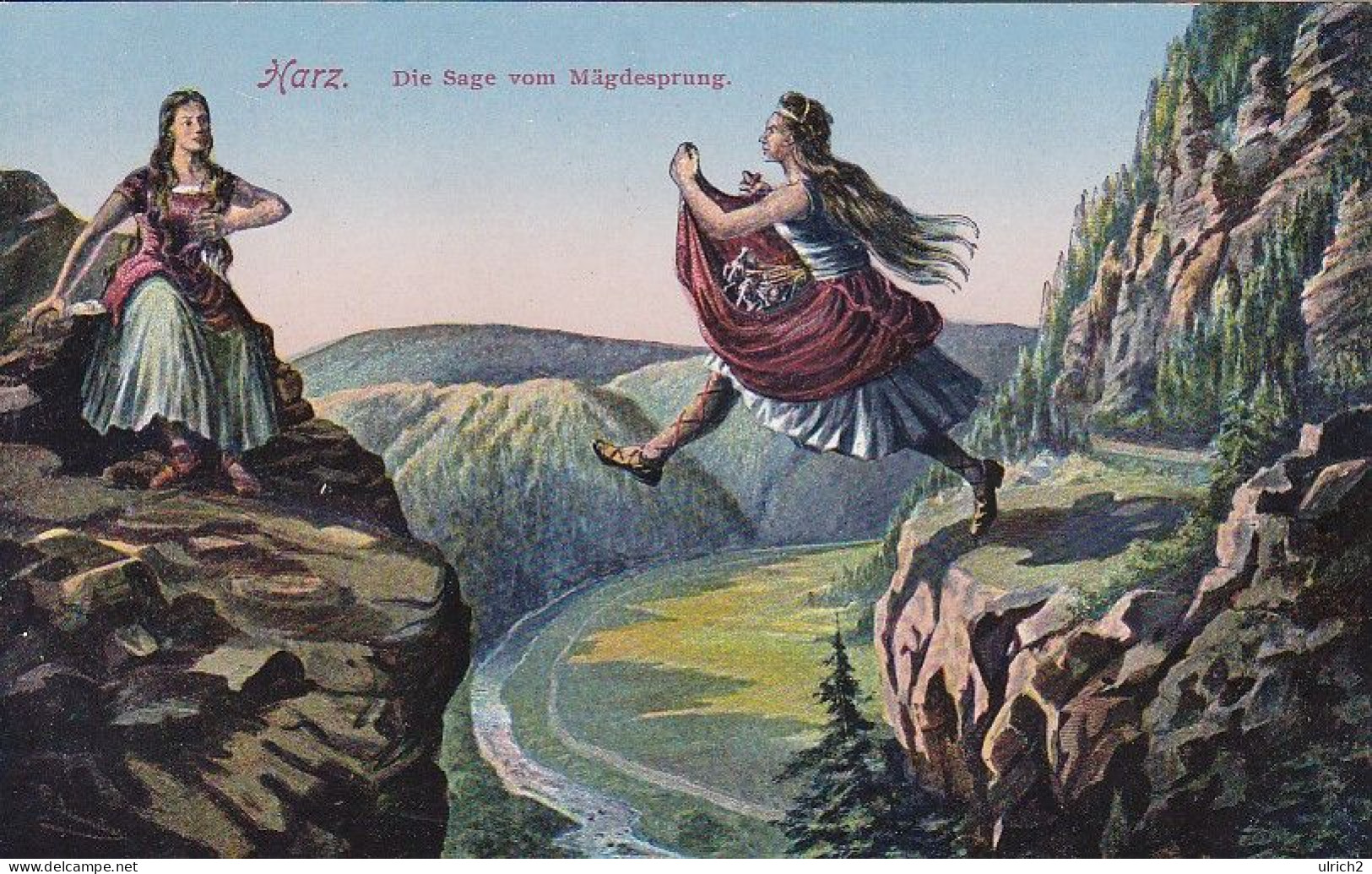 AK Harz - Die Sage Vom Mägdesprung - 1922 (65724) - Fairy Tales, Popular Stories & Legends