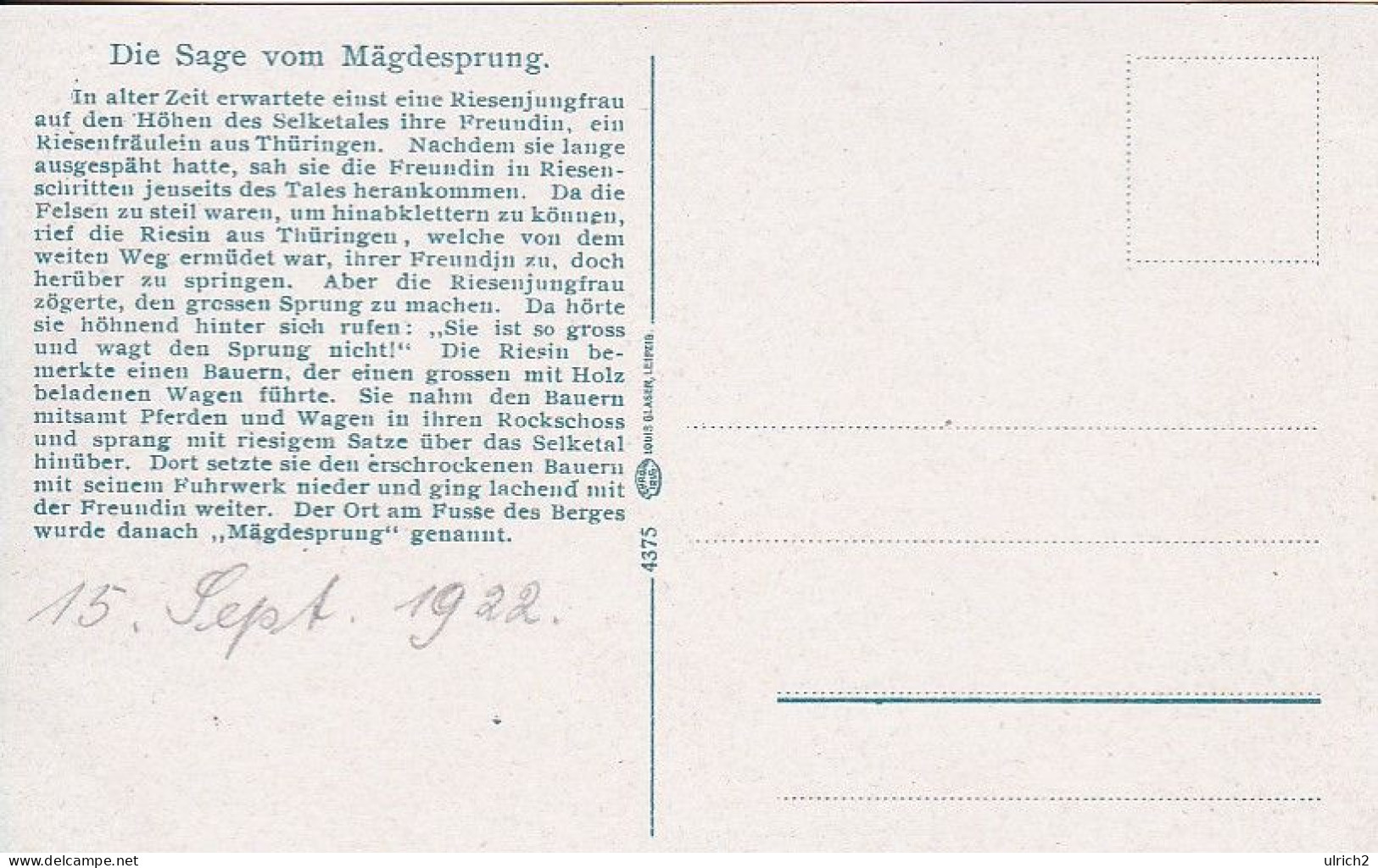 AK Harz - Die Sage Vom Mägdesprung - 1922 (65724) - Contes, Fables & Légendes