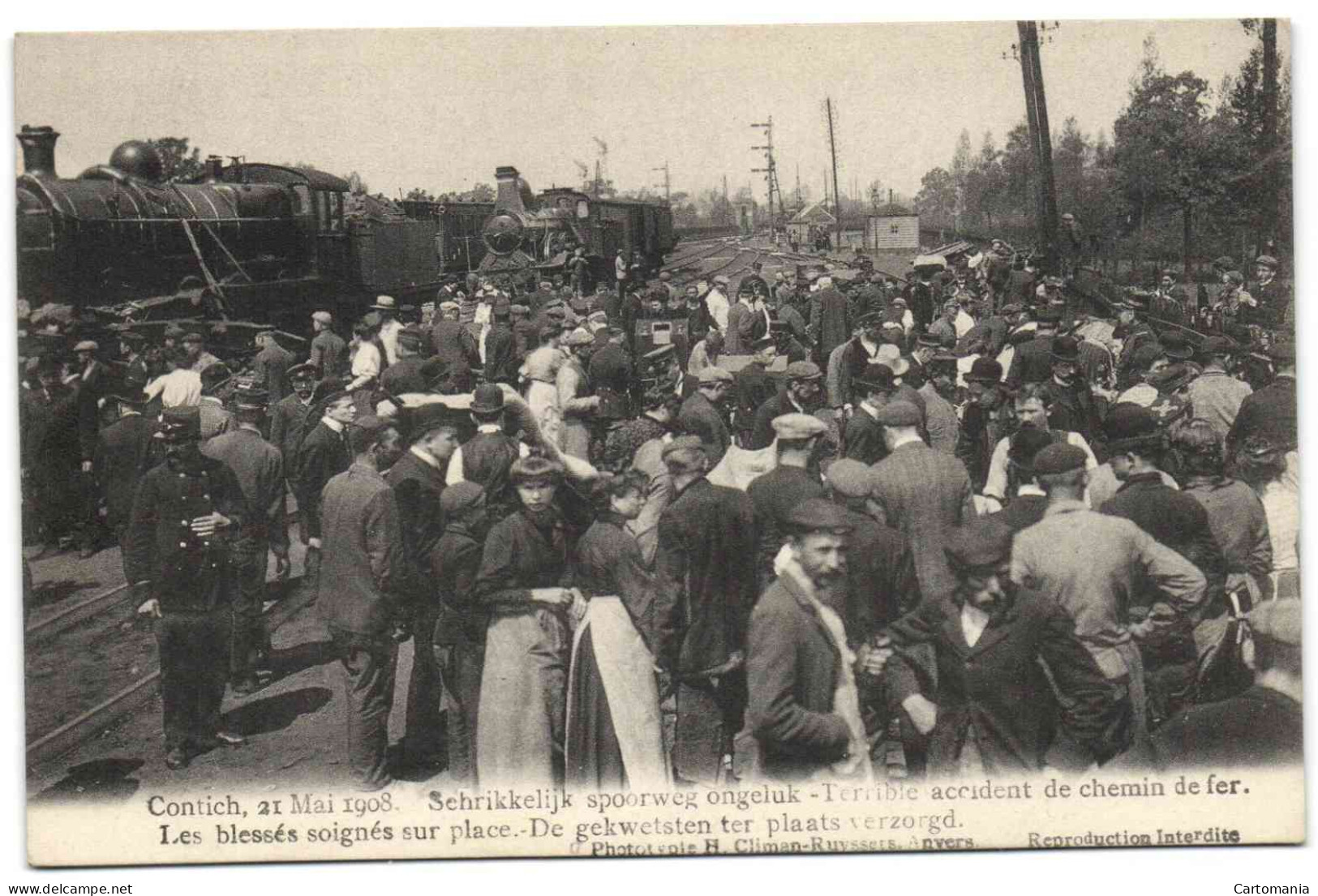 Contich 21 Mai 1908 - Schrikkelijk Spoorweg Ongeluk - De Gekwetsten Ter Plaats Verzorgd - Kontich