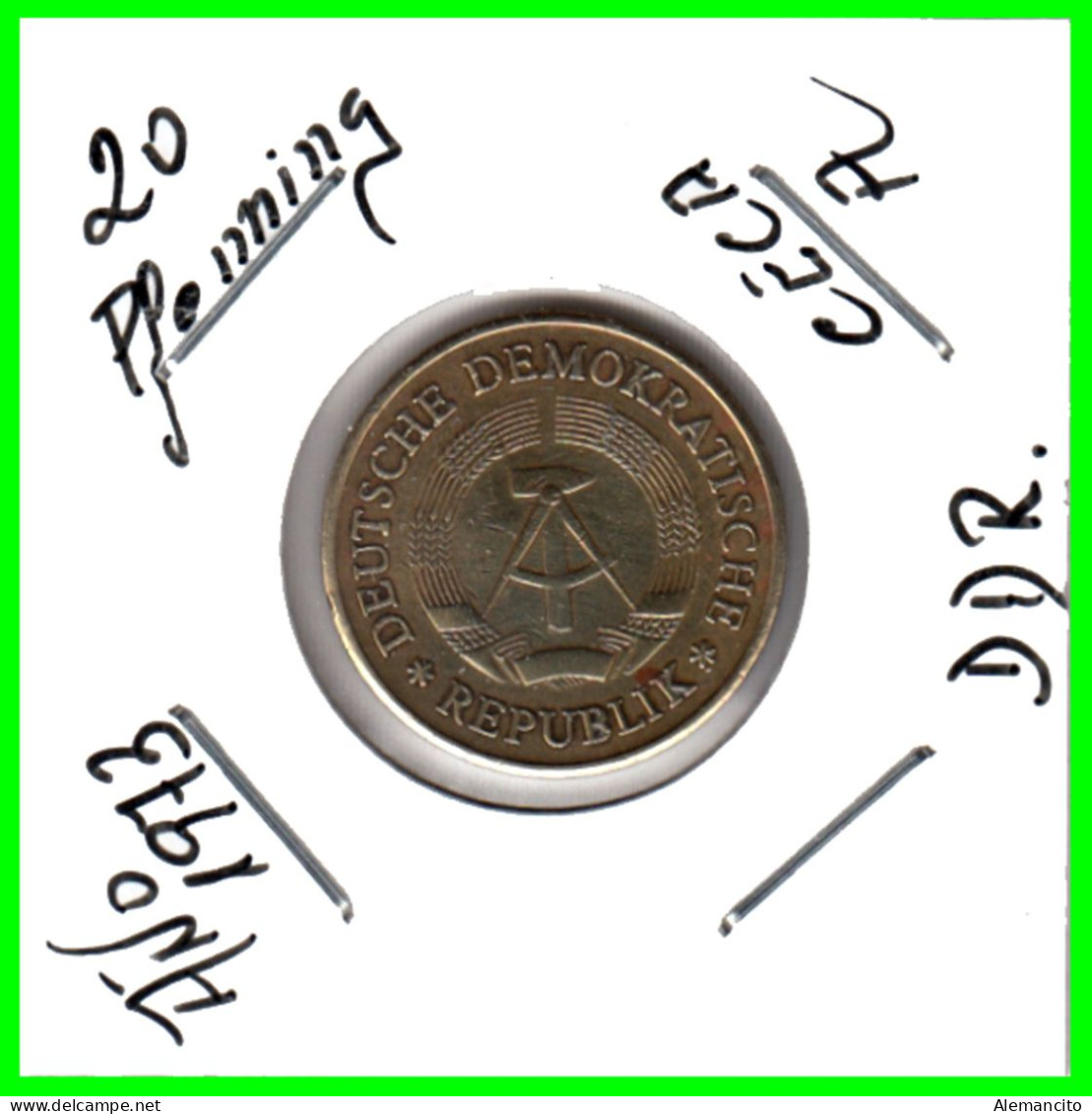 ( GERMANY DDR ) REPUBLICA DEMOCRATICA DE ALEMANIA ( DDR ) MONEDAS DE 20 PFENNING AÑO 1973  MONEDA EMBLEMA CECA- A - 20 Pfennig