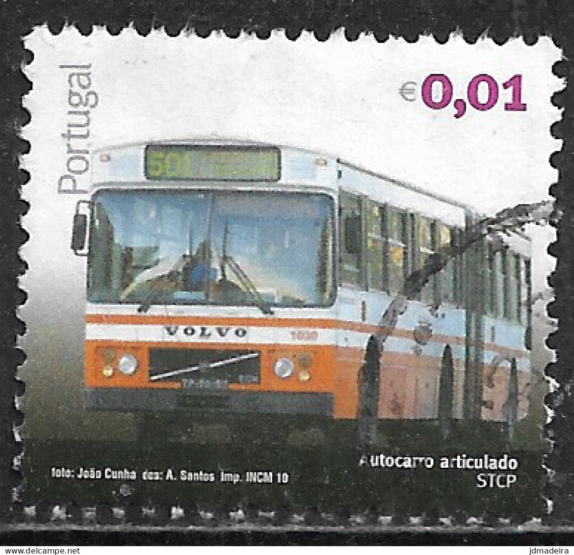 Portugal – 2010 Public Transports 0,01 Euros Used Stamp - Used Stamps