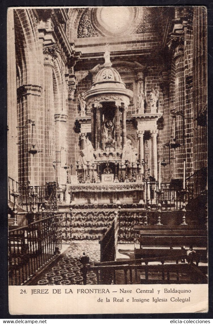 España - Circa 1930 - Postcard - Cadiz - Jerez De La Frontera - Colegial Church Central Nave - Cádiz