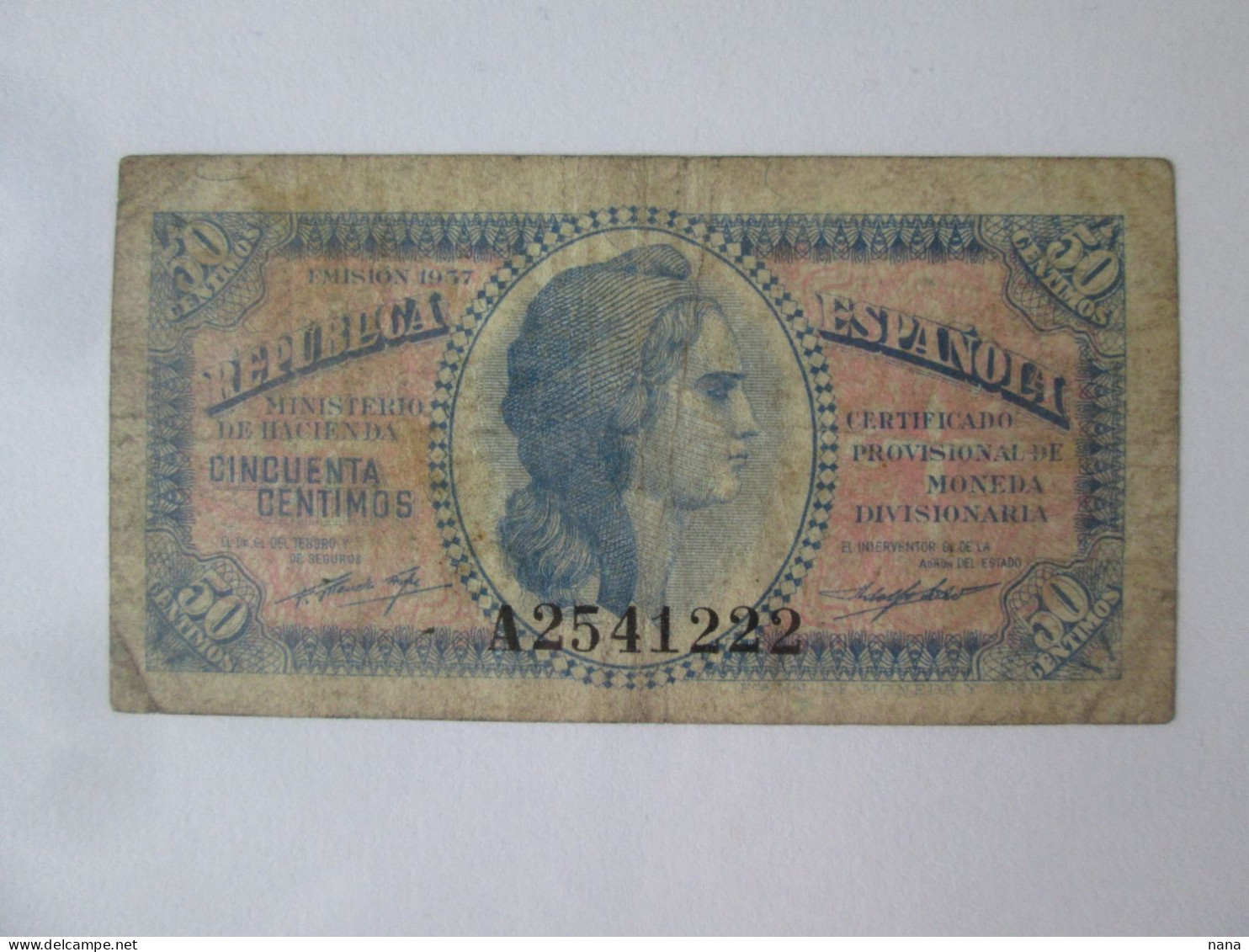 Spain 50 Centimos 1937 Banknote See Pictures - Other & Unclassified