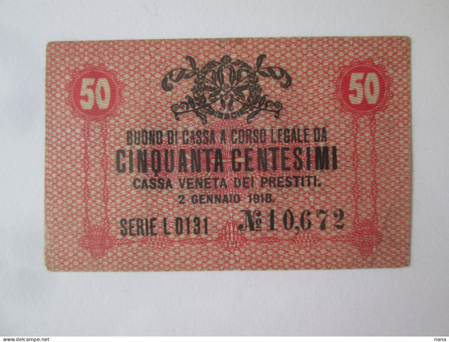 Italy 50 Centesimi 1918 CVP Austrian Occupation Of Venezia Banknote See Pictures - Austrian Occupation Of Venezia