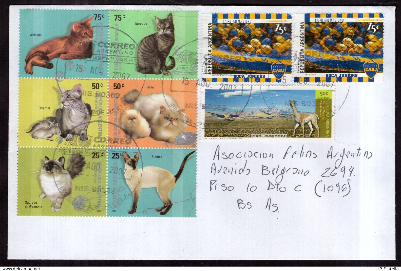 Argentina - 2005/07/08 - 4 Philatelic Envelope - Cats - Diverse Stamps - Brieven En Documenten