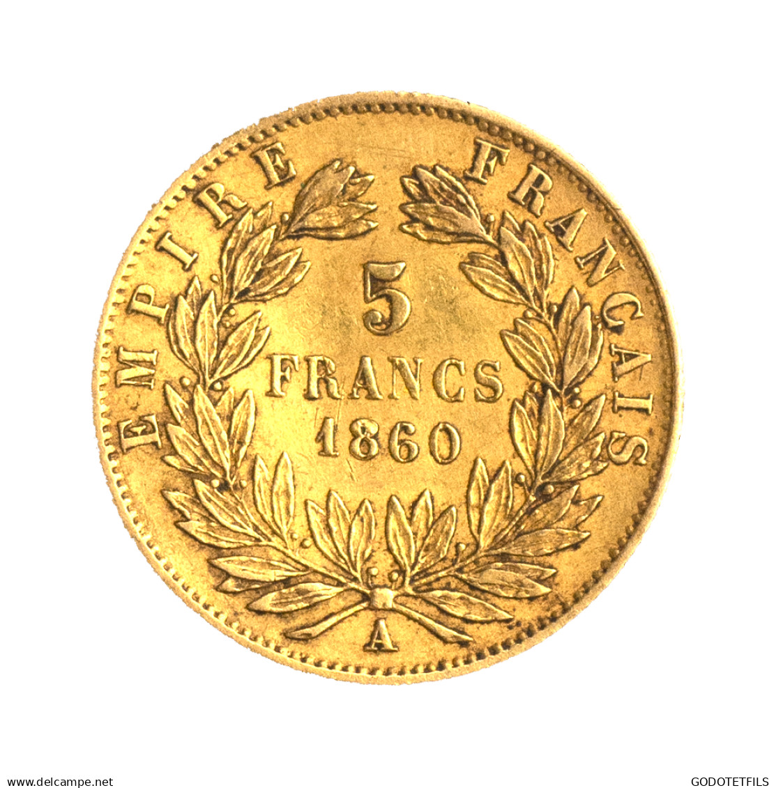 Second-Empire- 5 Francs Napoléon III Tête Nue 1860 Paris - 5 Francs (oro)