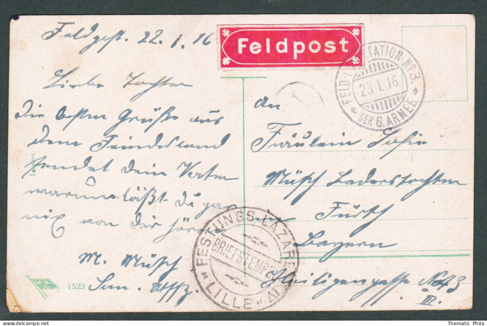 France 1916 Lille Feldpost Card Vorsturmen Der Deutschen Gegen Sudostlich Notre Dame De Lorette Cannon Artillery Guerre - Altri & Non Classificati