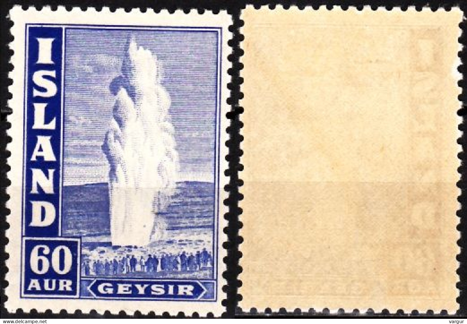 ICELAND / ISLAND 1947 NATURE: Geyser 60A, Perf 11 1/5, MVLH - Protection De L'environnement & Climat