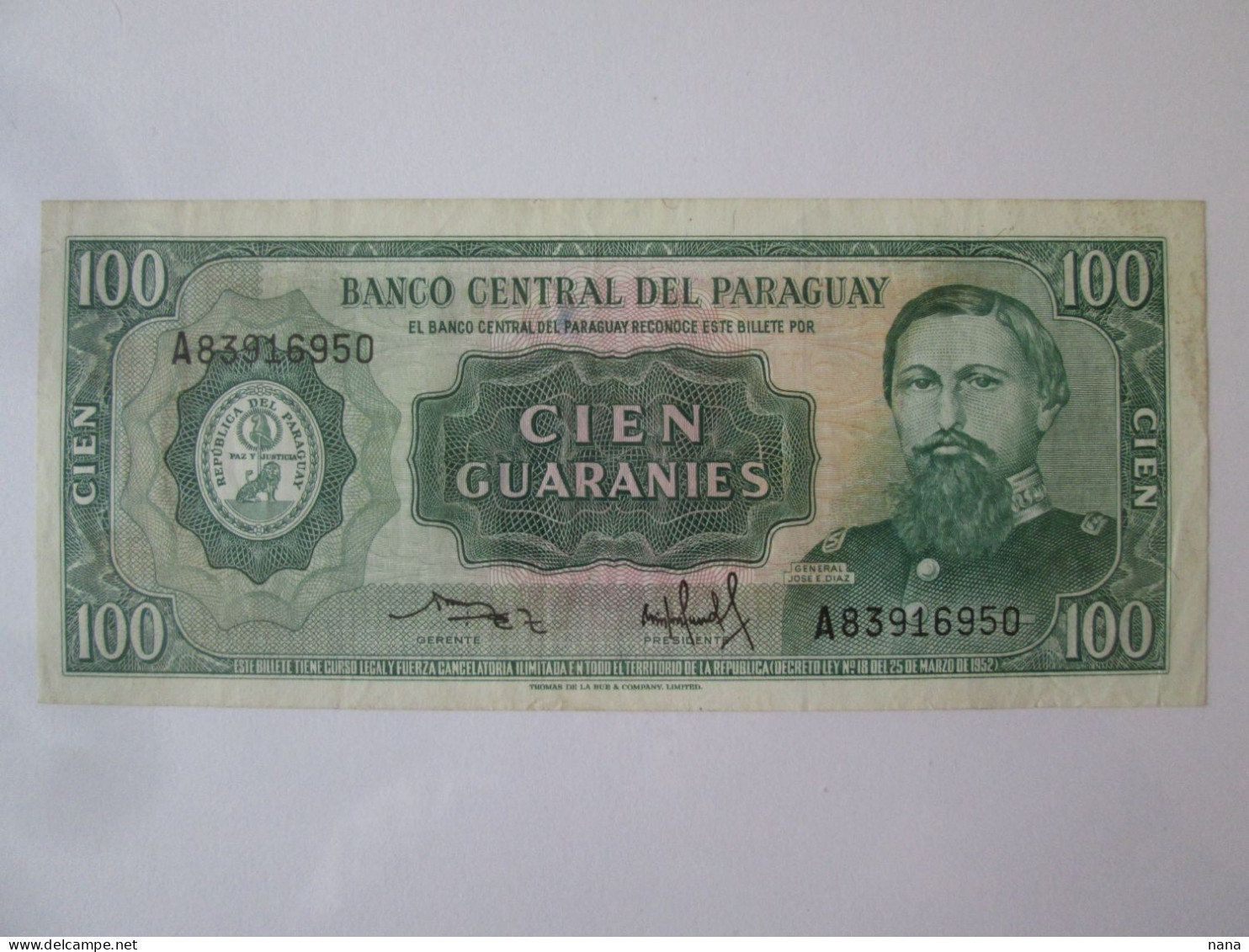 Paraguay 100 Guaranies 1982 Pick 205 Banknote See Pictures - Paraguay
