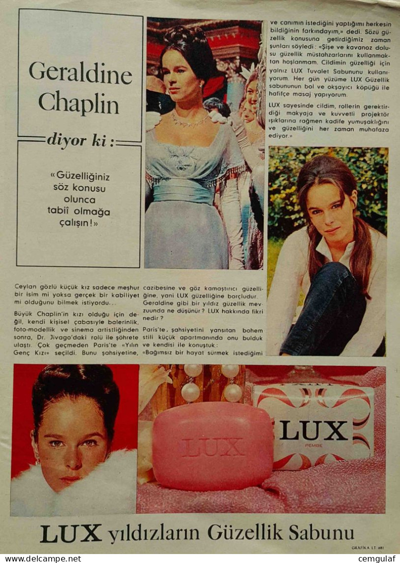 LUX SOAP ADVERTISING/ BEAUTY SOAP OF THE STARS "GERALDINE CHAPLIN" - Kosmetika