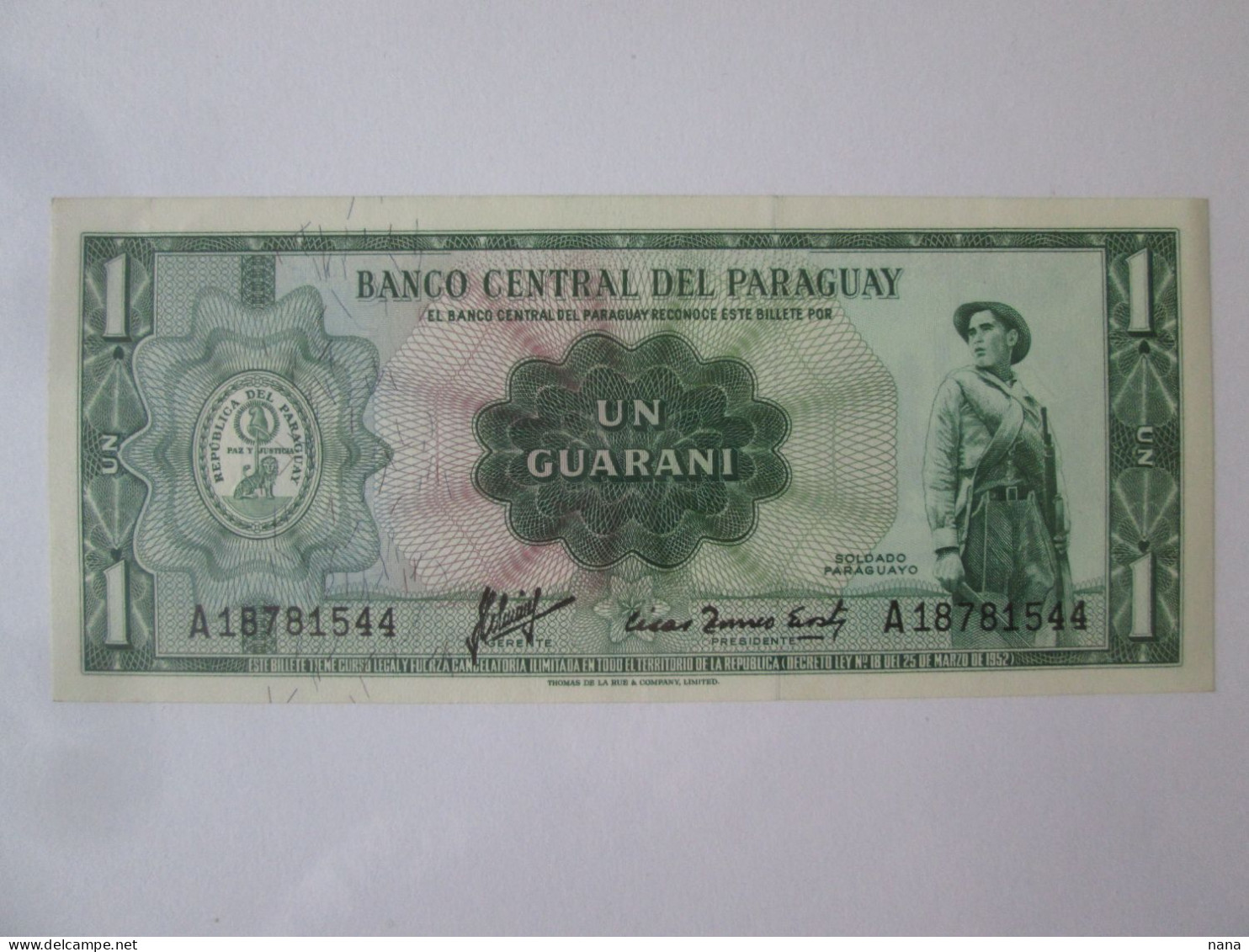 Paraguay 1 Guarani 1963 Pick 193 Banknote UNC See Pictures - Paraguay