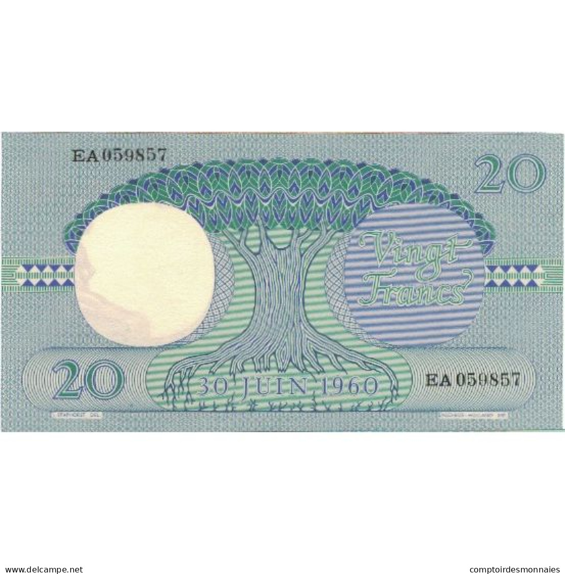 Billet, Congo Democratic Republic, 20 Francs, 1962, 1962-05-15, KM:4a, NEUF - République Démocratique Du Congo & Zaïre
