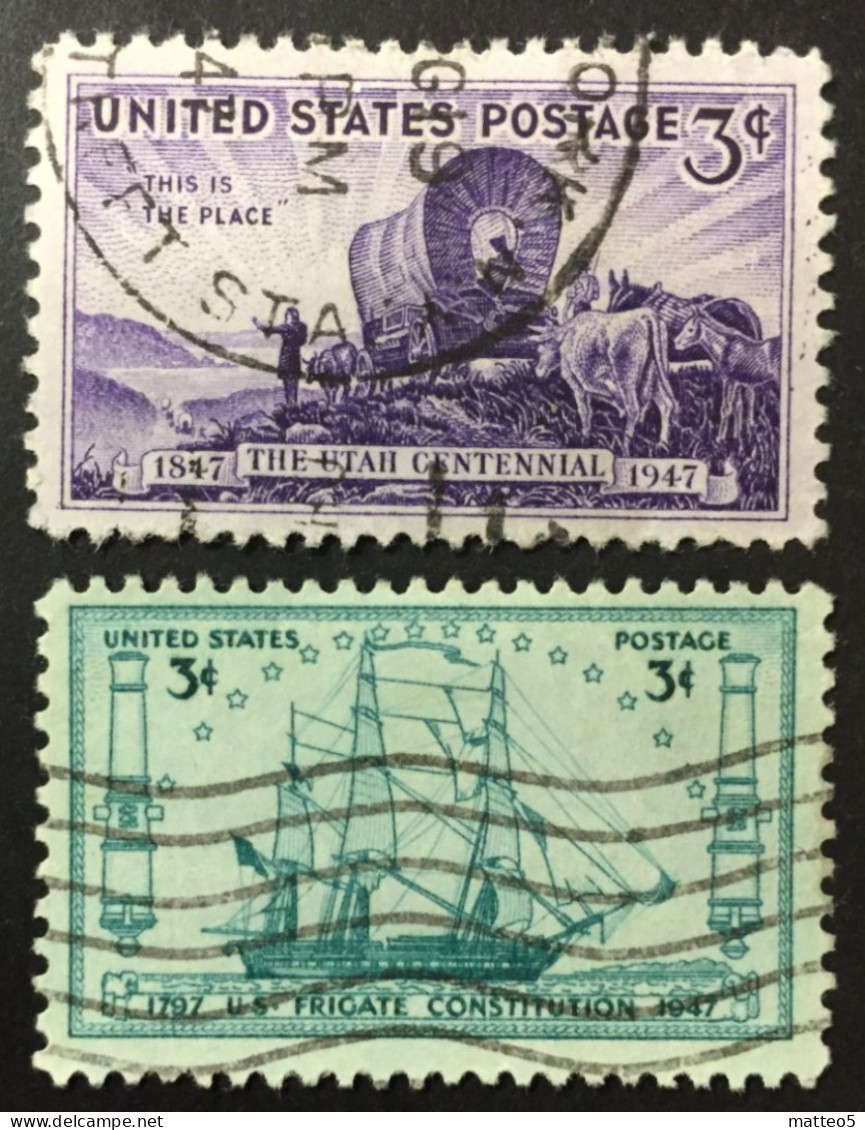 1947 United States - Frigate Constitution, Utah Pioneers Entering The Valley Of Great Salt Lake - Used - Used Stamps