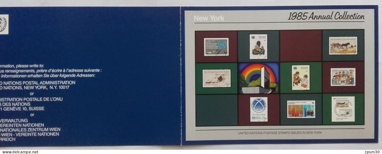 Timbres - Souvenir Philatélique 40 Eme Anniversaire Des Nations Unis - UNITED NATIONS - New York 1985 Annual Collection - Collections, Lots & Series