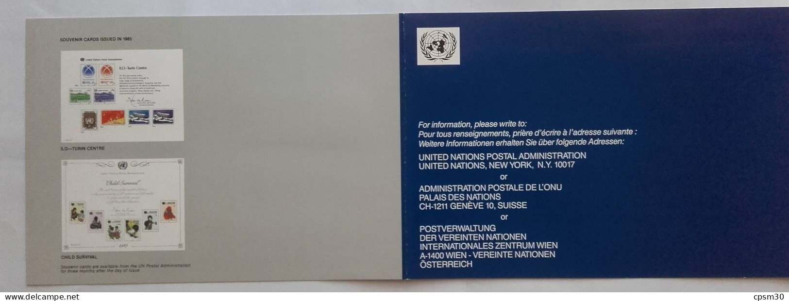 Timbres - Souvenir Philatélique 40 Eme Anniversaire Des Nations Unis - UNITED NATIONS - New York 1985 Annual Collection - Collections, Lots & Séries