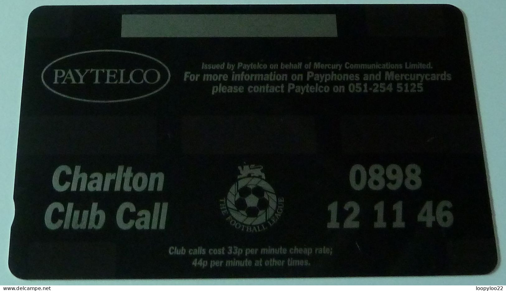 UK - Mercurycard - Charlton Athletic Football Club - £2 - Specimen Without Control - Mercury Communications & Paytelco