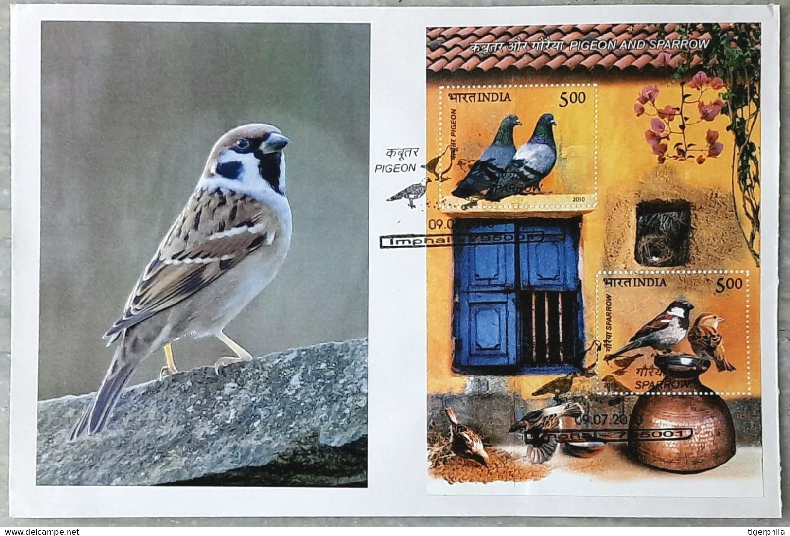 INDIA 2010 Birds Pvt Cachet MINIATURE SHEET FDC - Covers & Documents