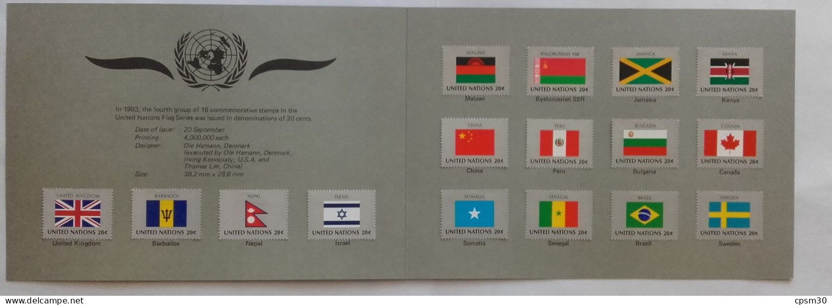 Timbres - Souvenir Philatélique - 1983, 1984, 1985 Souvenir Folder Of United Nations Flag Stamps Issued In New York - Collections, Lots & Series