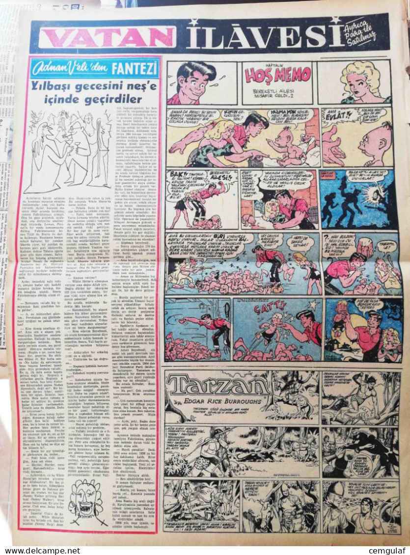 TARZAN-LI'L ABNER-The Katzenjammer Kids Turkish Edition- VATAN NEWSPAPER SUNDAY ADDITION JANUARY 1956 - Antigüedades & Colecciones