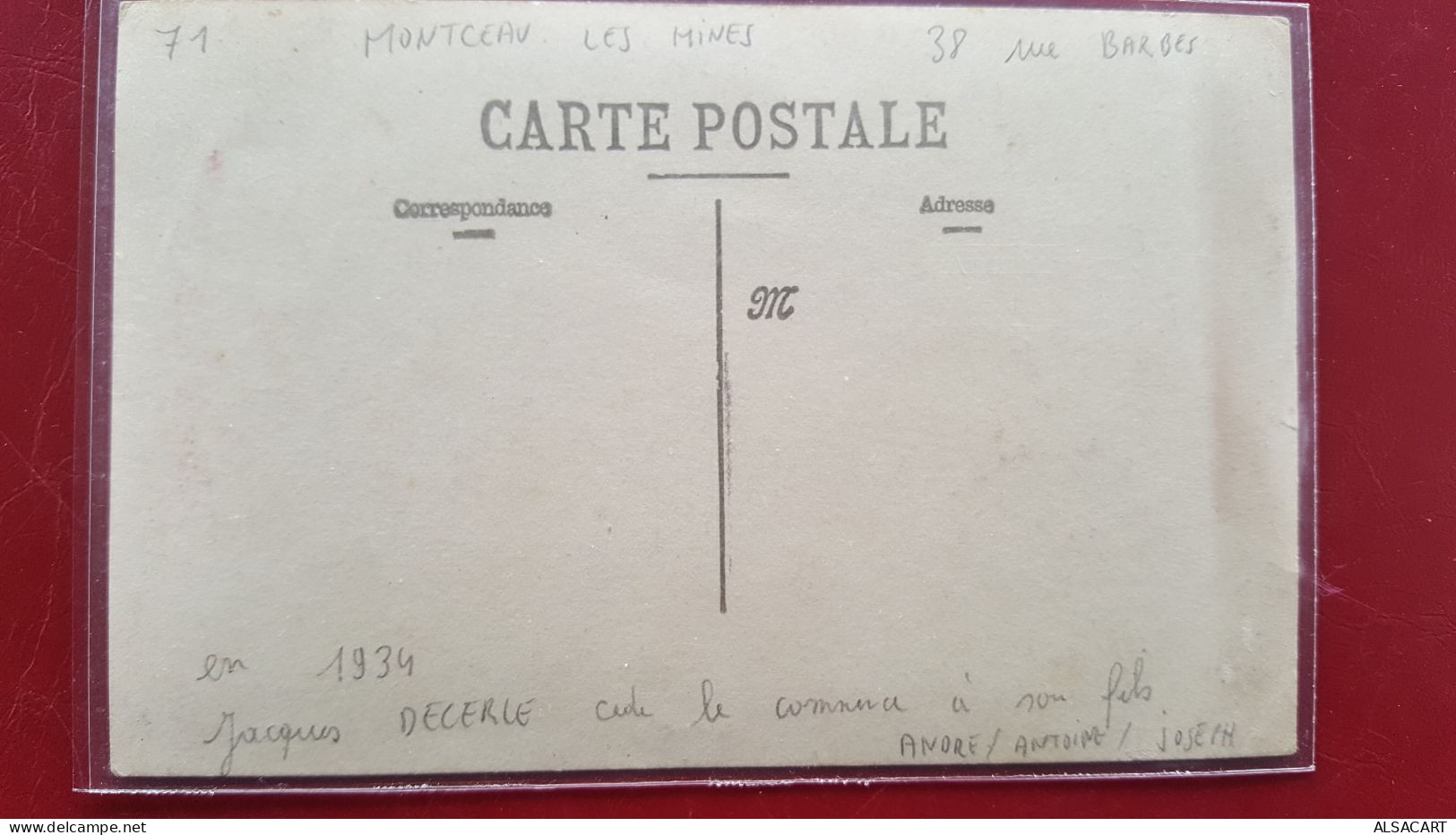 Carte Photo Montceau Les Mines  Charcuterie Decerle , 38 Rue Barbes  , Rare - Montceau Les Mines