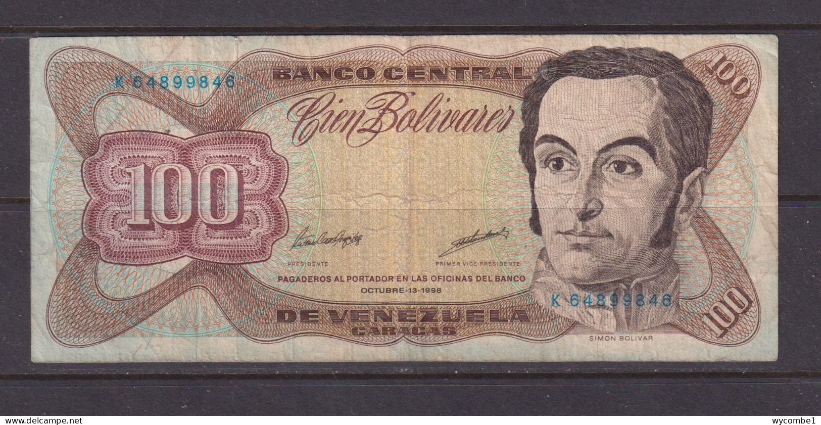VENEZUELA -  1998 100 Bolivars Circulated  Banknote - Venezuela
