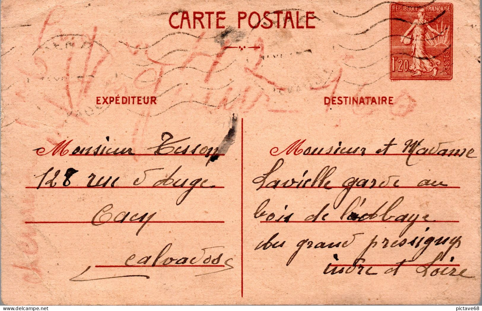 FRANCE / CARTE POSTALE N° CP SEMEUSE LIGNEE 1,20f - Cartes Postales Types Et TSC (avant 1995)