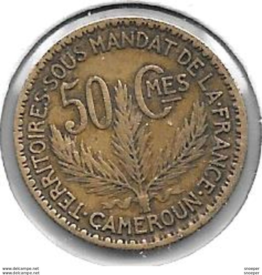 *Cameroun Cameroon 50 Centimes  1924 Km 1  Vf+ - Otros & Sin Clasificación