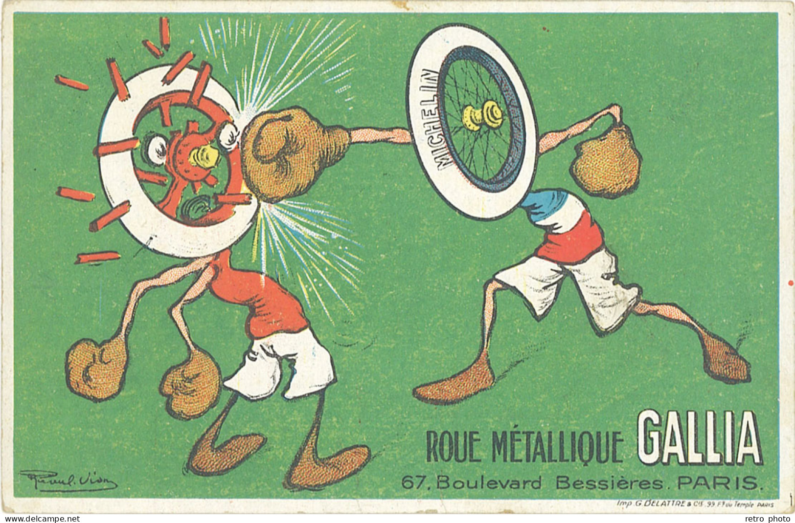 B Roue Métallique Gallia, Signée Raoul Vion - Werbepostkarten