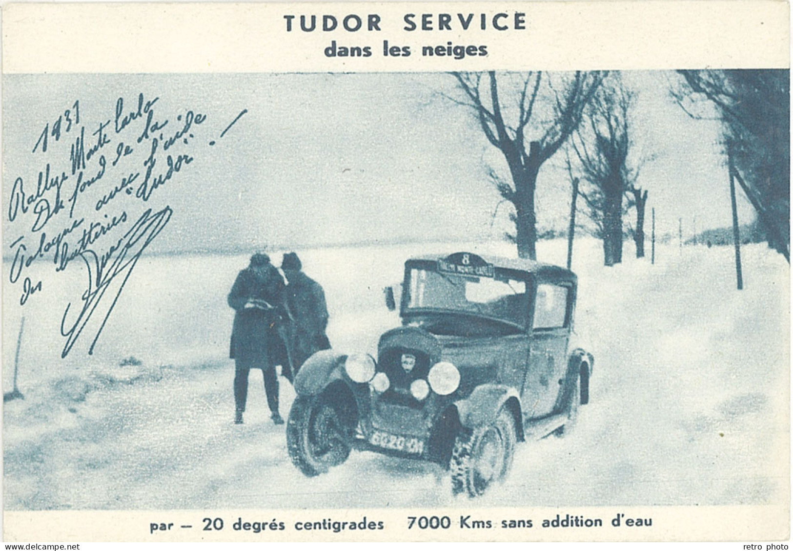 TB Tudor Service Dans Les Neiges, Rallye Monte Carlo 1931 - Werbepostkarten