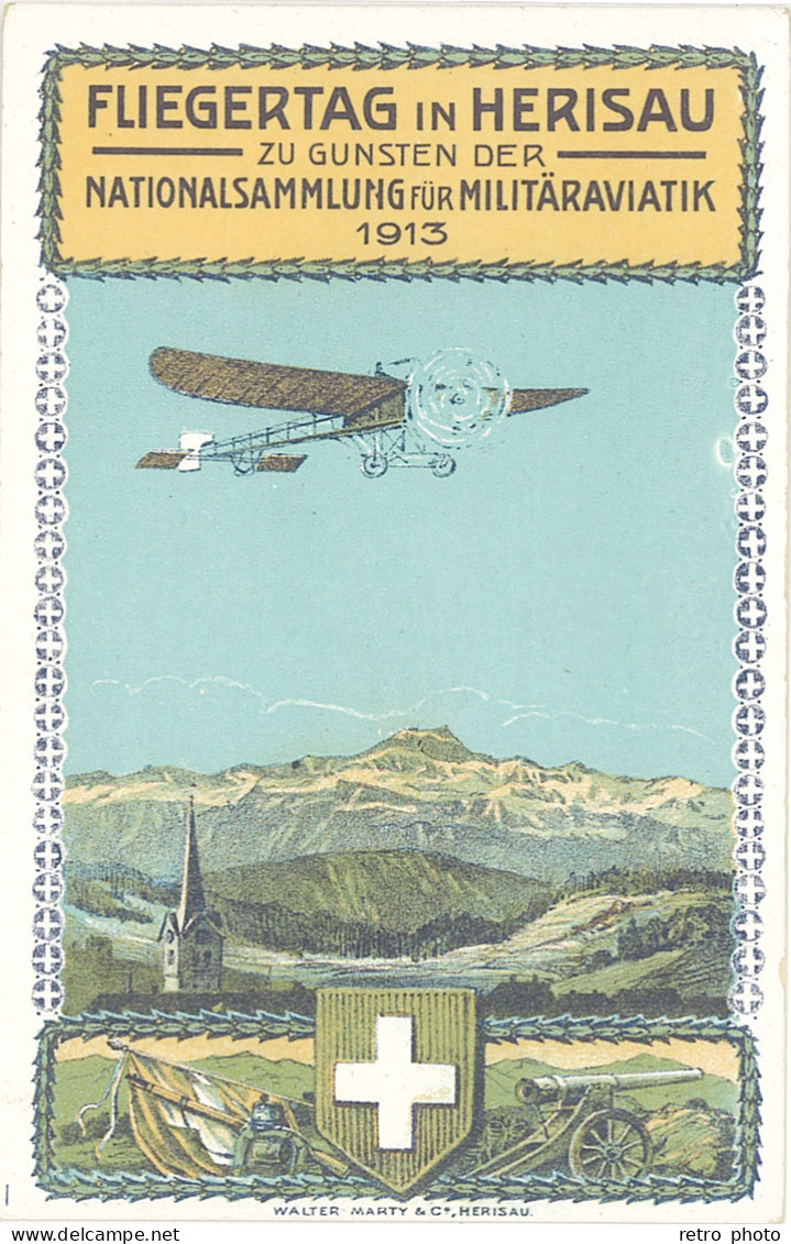 TB Fliegertag In Herisau, Nationalsammlung Rür Militäraviatik 1913 - Suisse, Meeting Aviation - Publicité