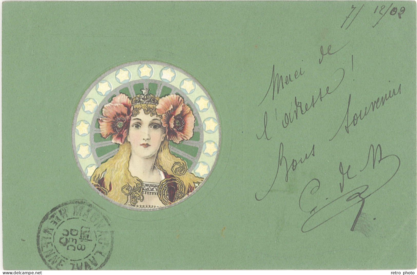 B Femme En Médaillon, Art Nouveau - Autres & Non Classés