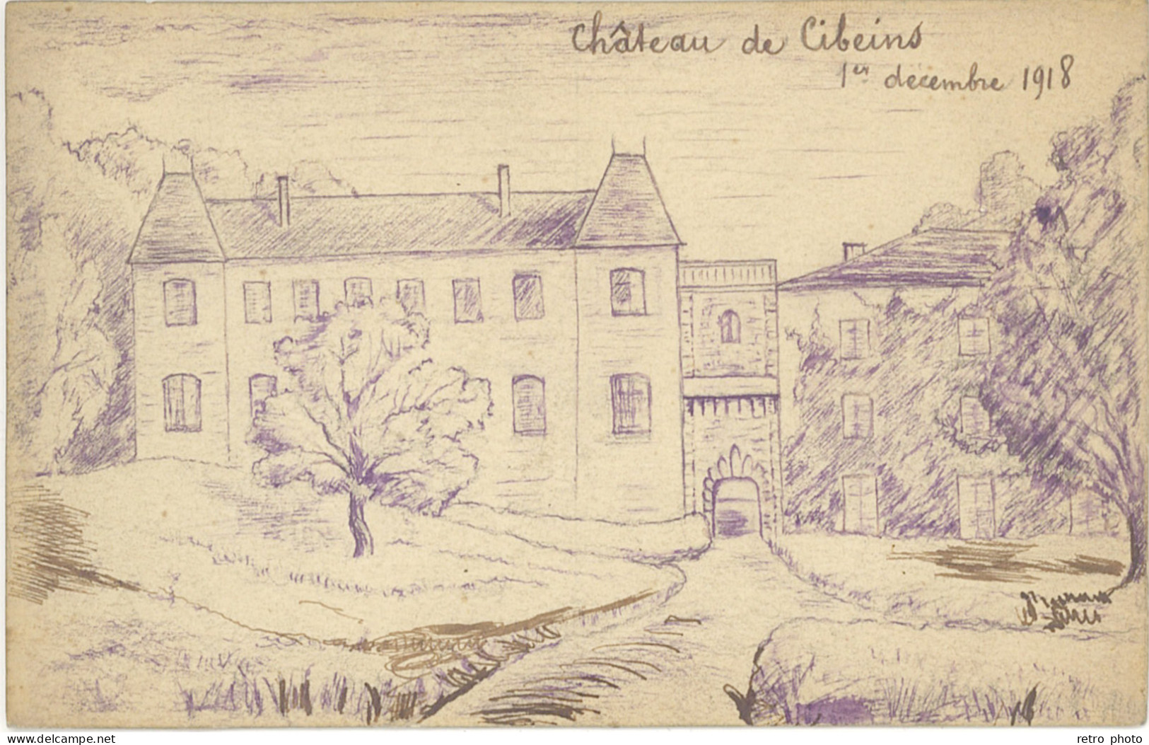 TB 01 - Cibeins – Château De C. 1918, Dessinée Main - Ohne Zuordnung