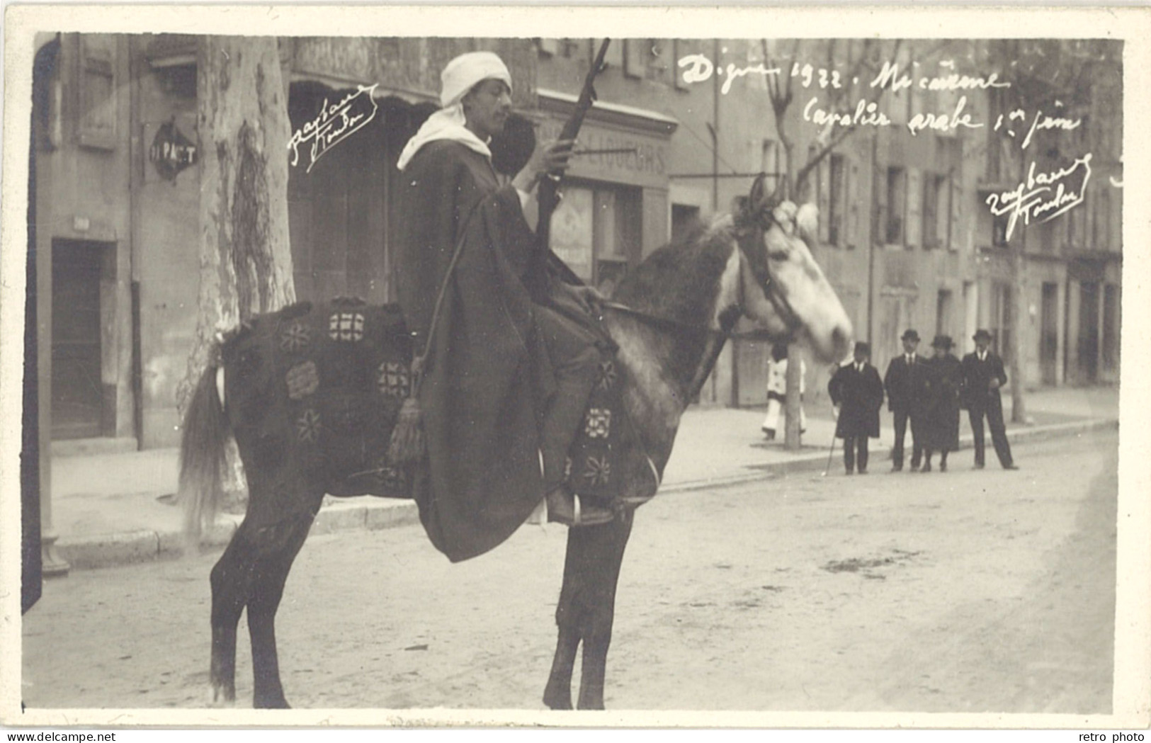 TB 04 – Digne – Carte-photo Mi-Carême 1922 – Cavalier Arabe - Digne