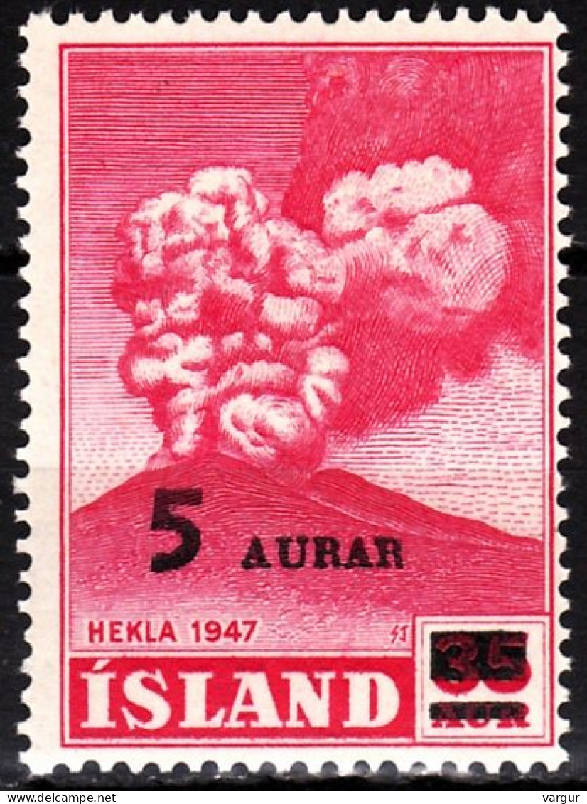 ICELAND / ISLAND 1954 Hekla Volcano Surcharged. Single, MNH - Protection De L'environnement & Climat