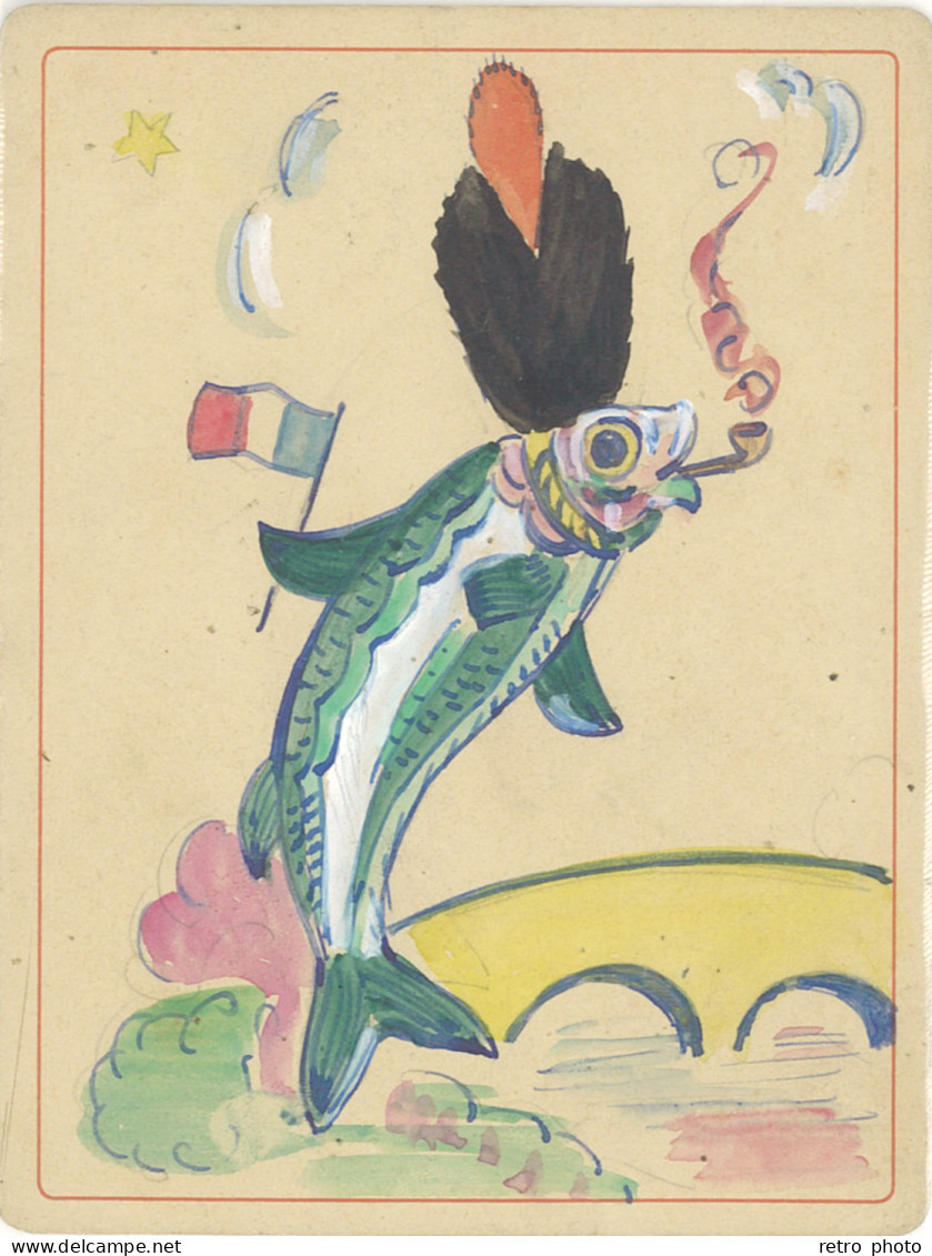 TB Cartonné Peint Main Poisson Humanisé, 1er Avril - Non Classificati