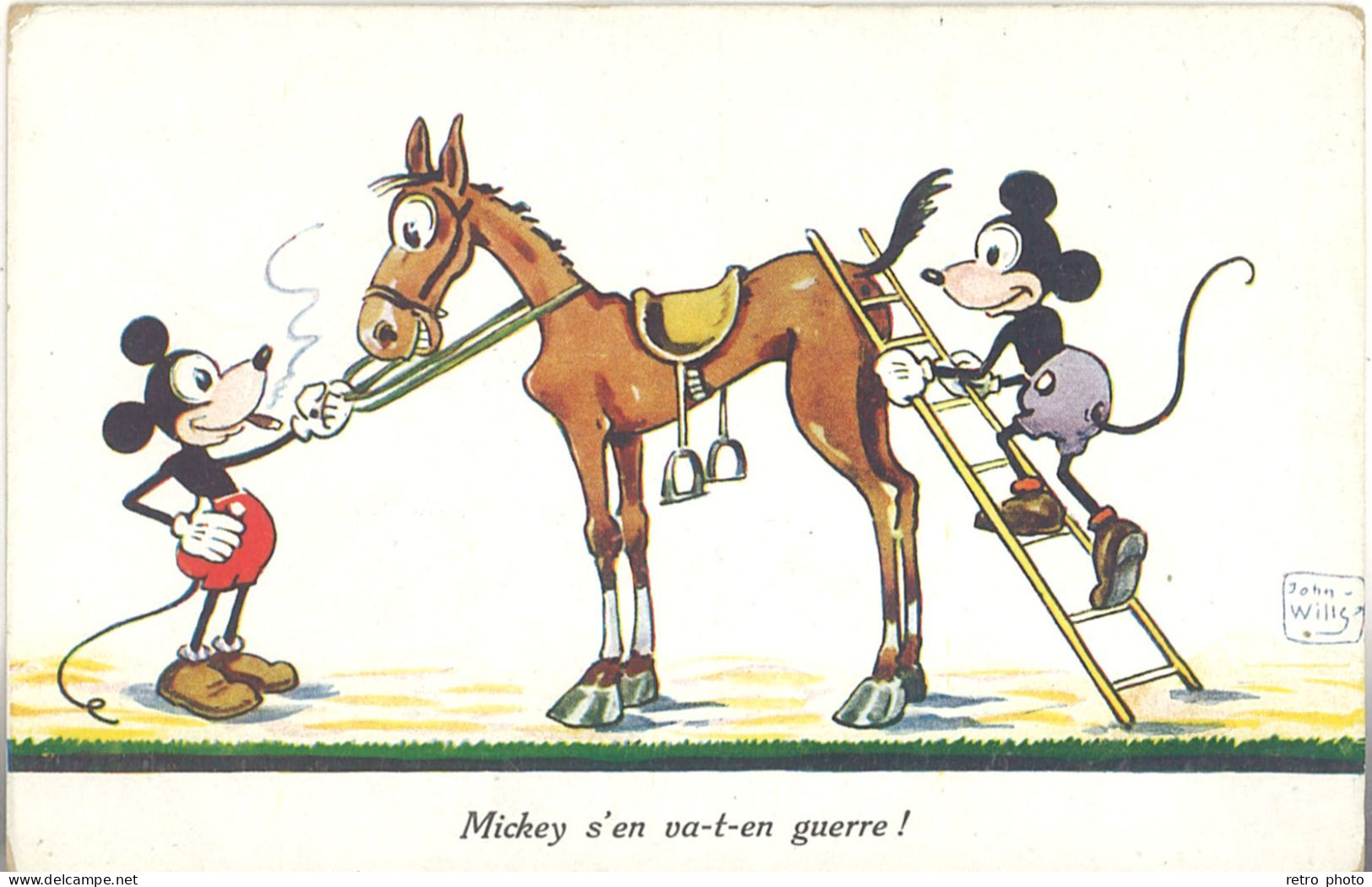 B Mickey S’en Va-t’en Guerre !, Signée John Wills - Altri & Non Classificati