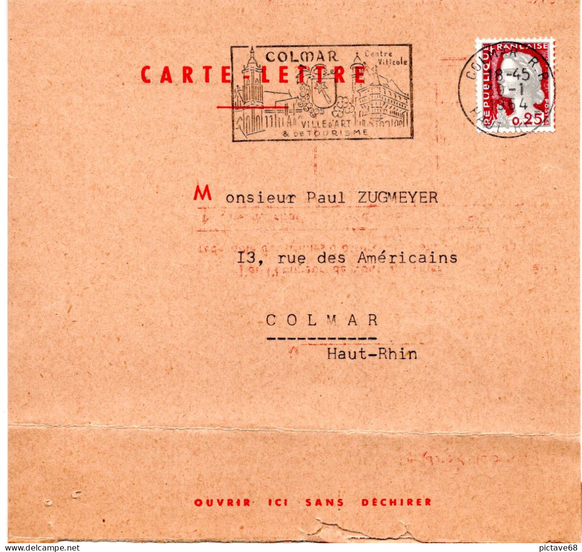 FRANCE / CARTE LETTRE DE RECOUVREMENT  SOCIETE D'ASSURANCE DE 1964 - Cartes-lettres
