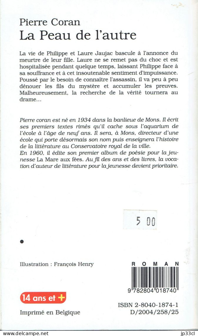 La Peau De L'autre Par Pierre Coran (Espave Nord, 2004, 180 Pages - Belgische Autoren