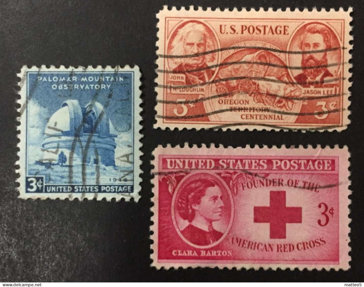 1948 United States - Clara Barton Red Cross, Statehood Oregon, Palomar Mountain Observatory - Used - Used Stamps