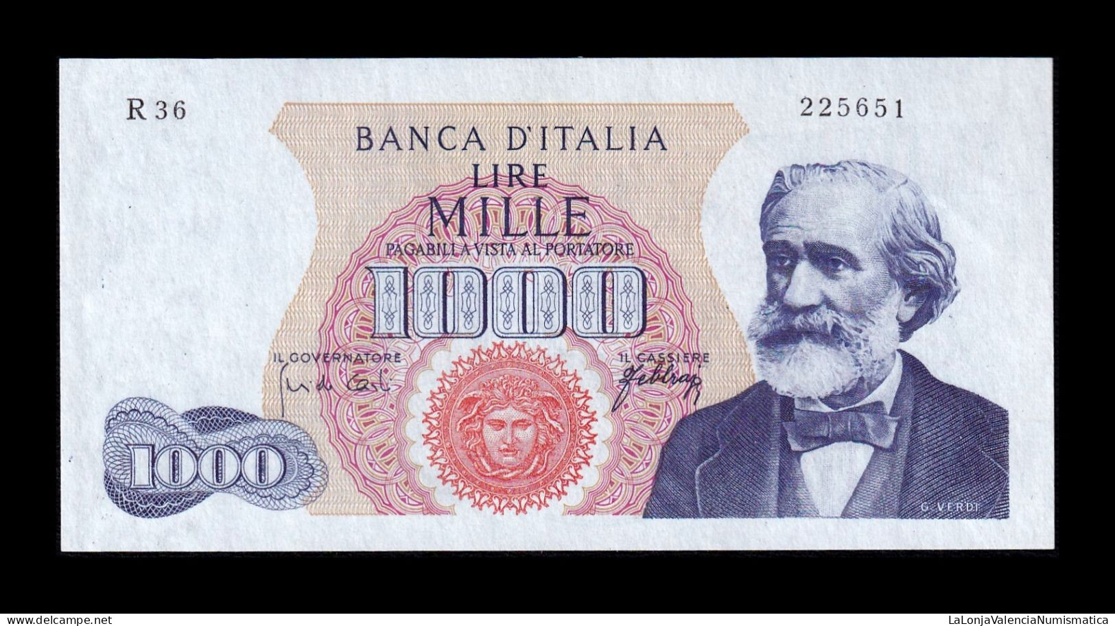 Italia Italy 1000 Lire Giuseppe Verdi 1966 Pick 96d Sc- AUnc - 1000 Liras