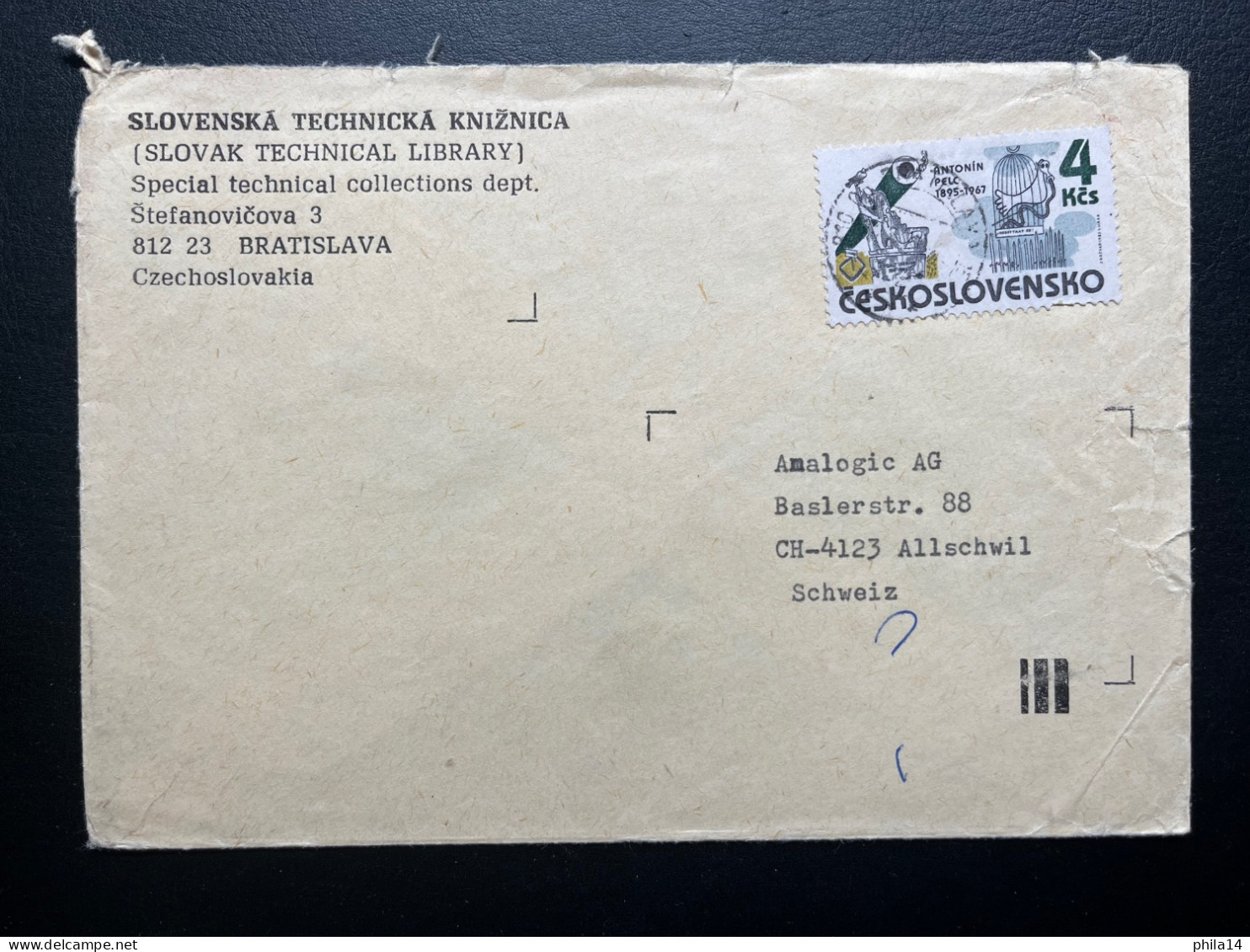 ENVELOPPE TCHECOSLOVAQUIE BRATISLAVA POUR ALLSCHWIL SUISSE - Storia Postale