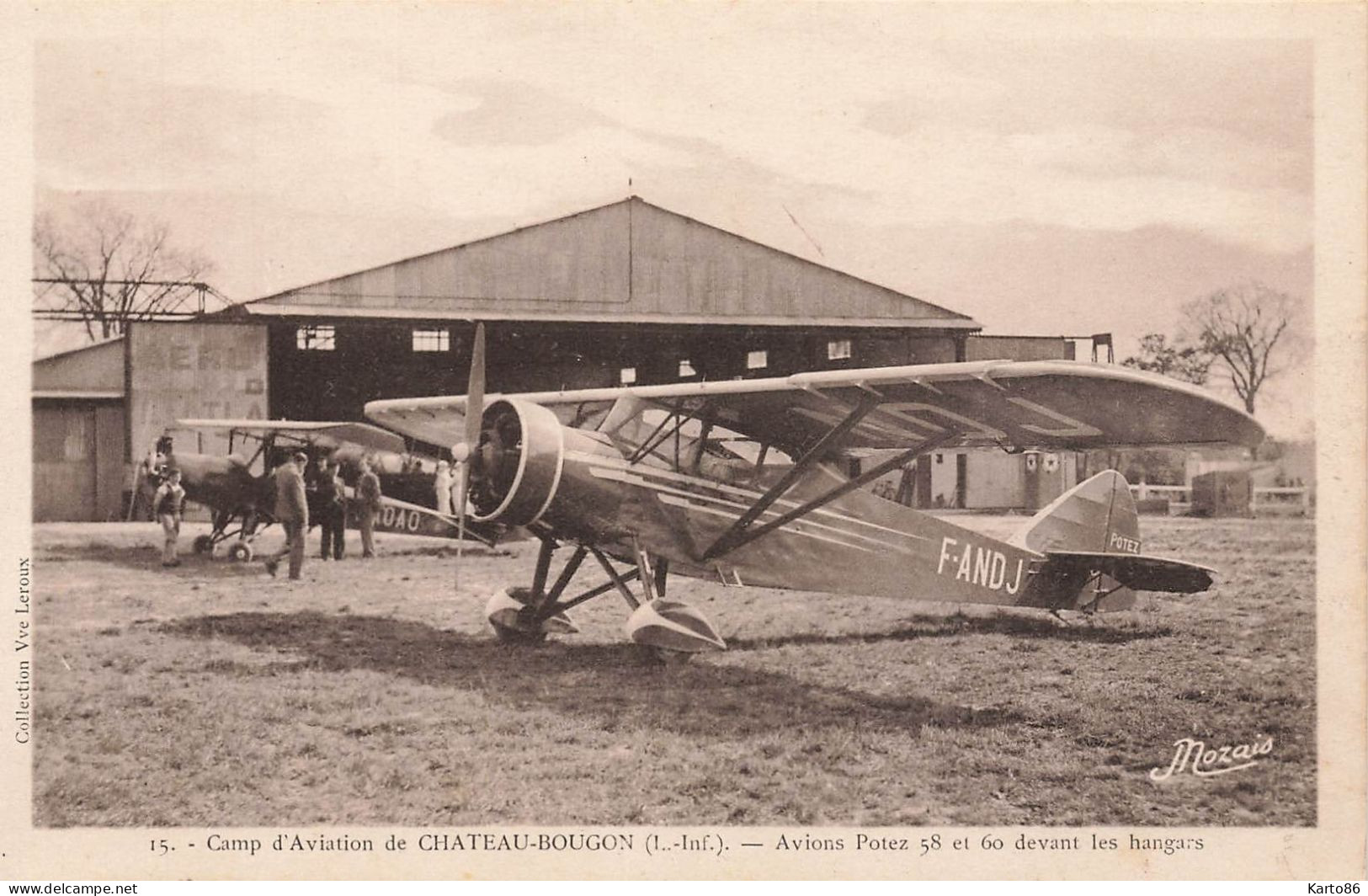 Bouguenais * Château Bougon * Le Camp D'aviation * Aéroport Aérodrome * Avion POTEZ 58 Et 60 Devant Les Hangars - Bouguenais