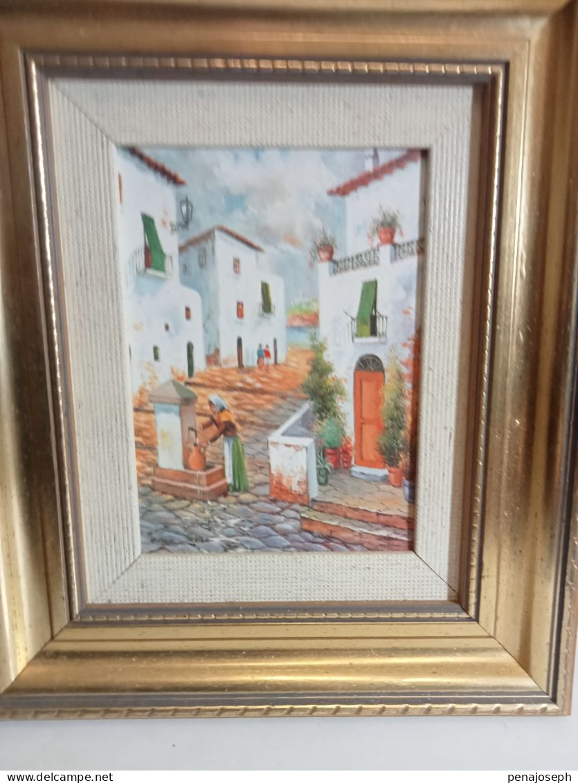 Tableau Ancien Peinture à Huile Art Oriantal 26 Cm X 31 Cm - Olieverf