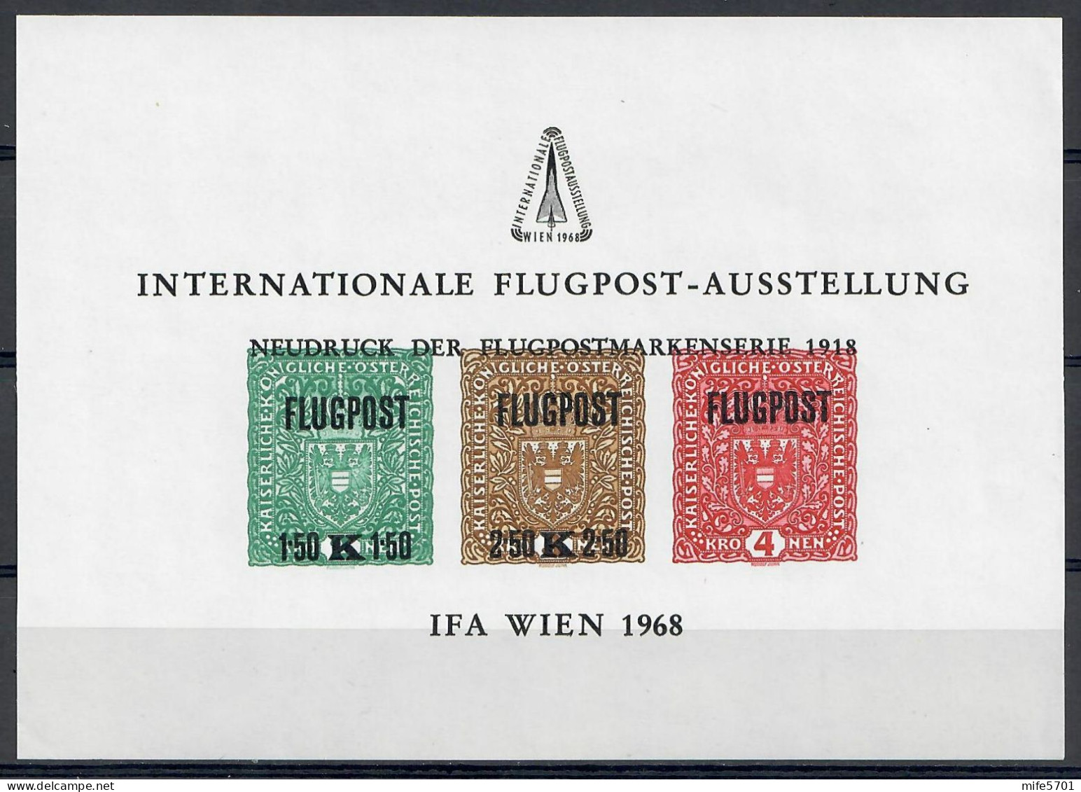 ÖSTERREICH 1968 - CINDARELLA - IFA WIEN INTERNATIONALE FLUGPOST-AUSSTELLUNG - NEU MNH ** - Timbres De Distributeurs [ATM]