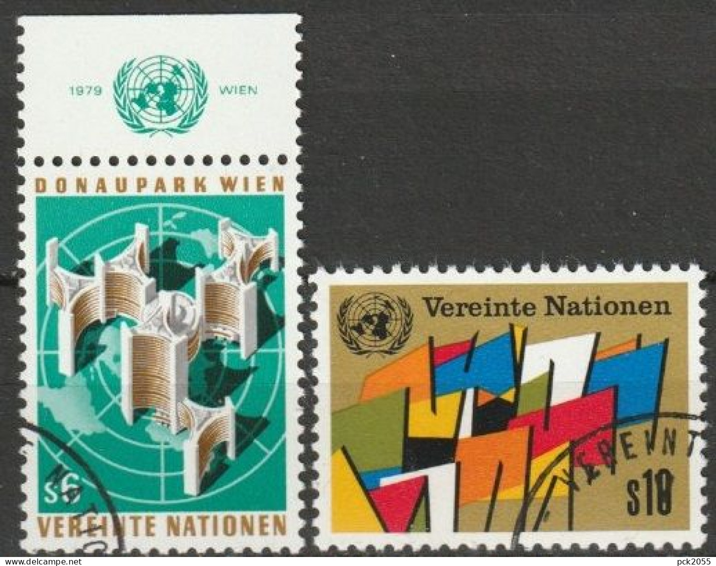 UNO Wien 1979 MiNr.5 - 6 Gest. Donaupark Wien UNO, Flaggen ( 1652) - Used Stamps