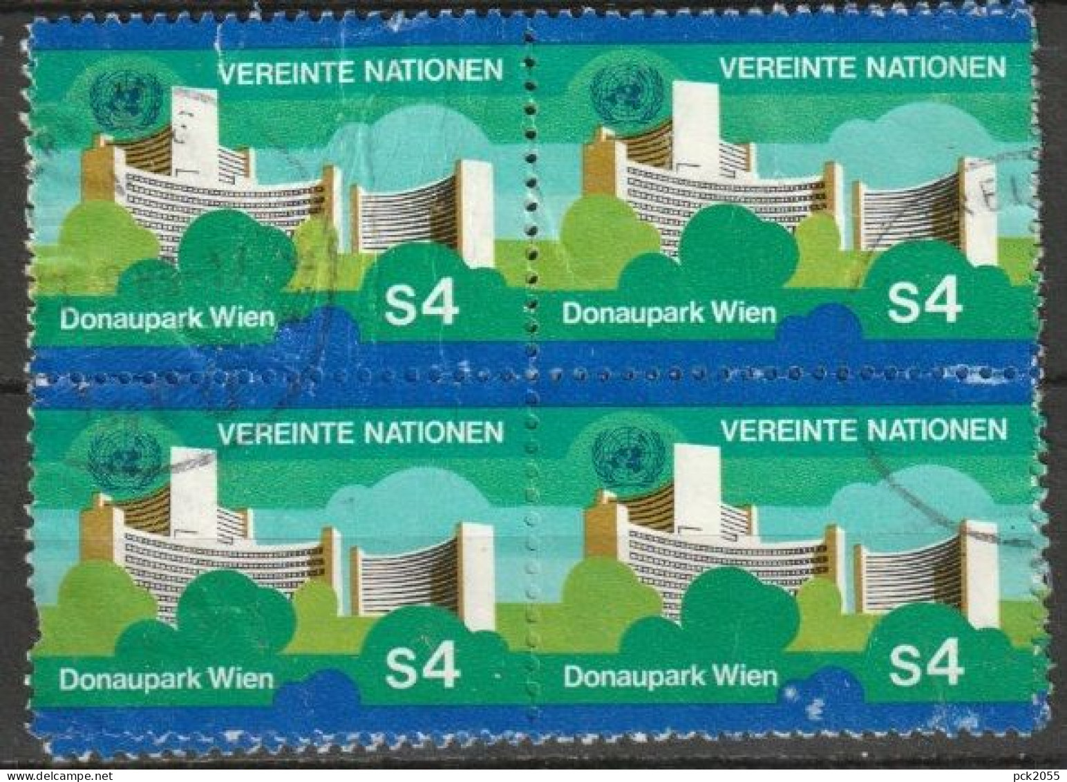 UNO Wien 1979 MiNr.4 Gest. 4er Block Donaupark Wien UNO ( 1564) - Usados