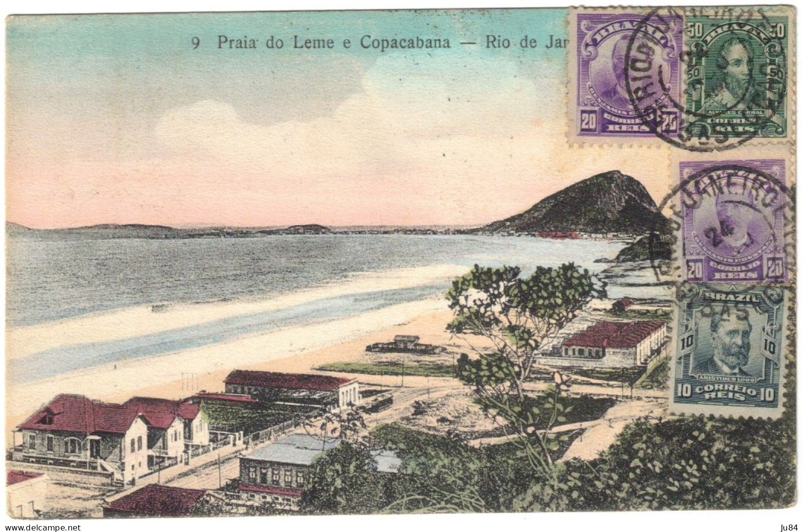 Brésil - Rio De Janeiro - Praia Do Leme E Copacabana - Carte Postale Pour Alger (Algérie) - ​​​​​​​1914 - Brieven En Documenten