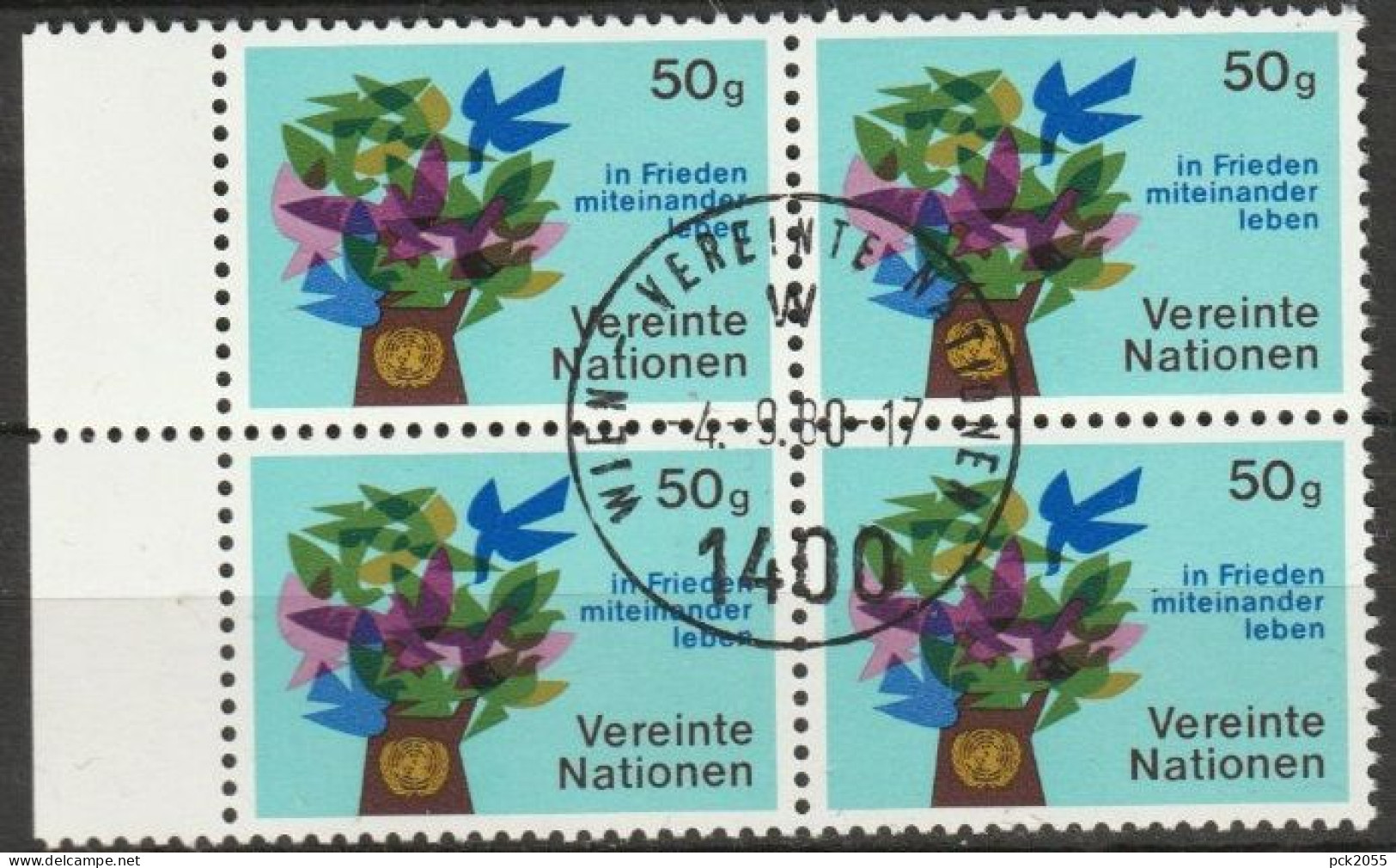 UNO Wien 1979 Mi-Nr.1  O Gestempelt 4er Block ( 1769) Günstige Versandkosten - Usati