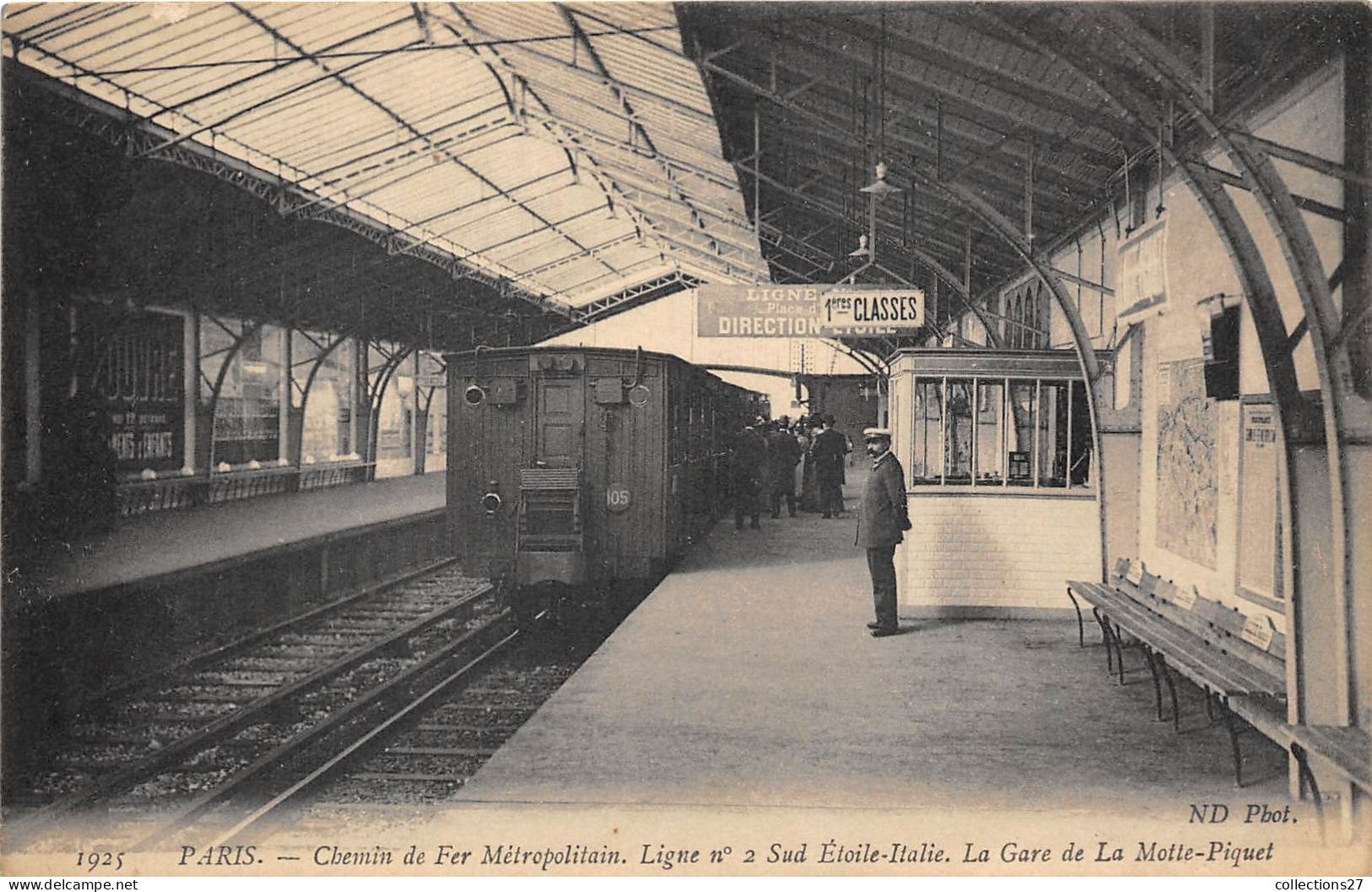 PARIS- CHEMIN DE FER METROPOLITAIN , LIGNE N° SUD ETOILE-ITALIE , LA GARE DE LA MOTTE-PIQUET - Stations, Underground